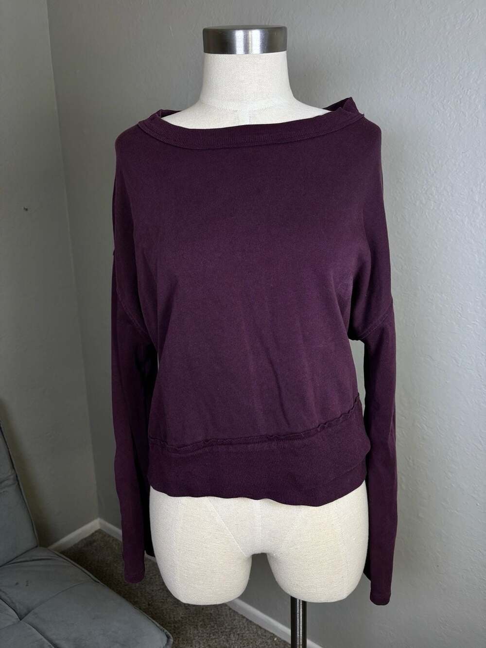 Joe's Jeans Women's Cropped Pullover Sweatshirt with Hook-and-Eye Sleeve Detail